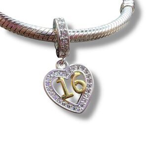 16th Birthday S925 Sterling Silver Pandora Moments Compatible Charm